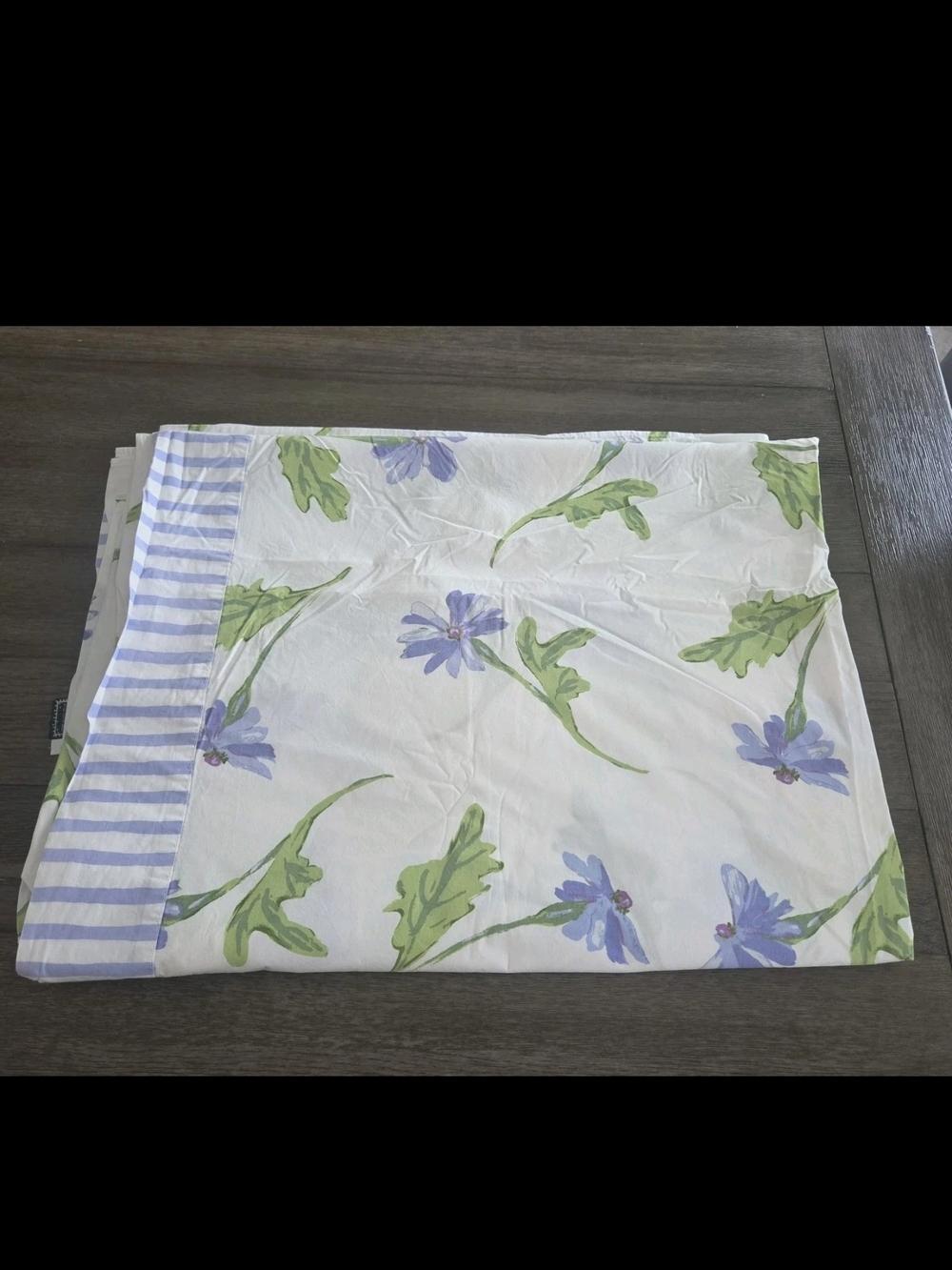 Droll Design Pine Cone Hill Combed Cotton Twin Flat Sheet Blue Daisy New